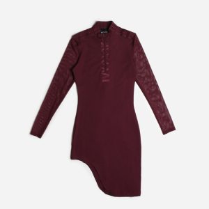 adidas Ivy Park Asymmetrical Dress Maroon Black 304230