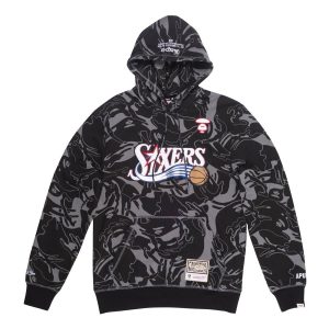 Aape x Mitchell & Ness Philadelphia 76ers Hoodie Black Black 308325