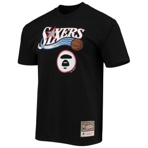 Aape x Mitchell & Ness Philadelphia 76ers Tee Black Red 308313