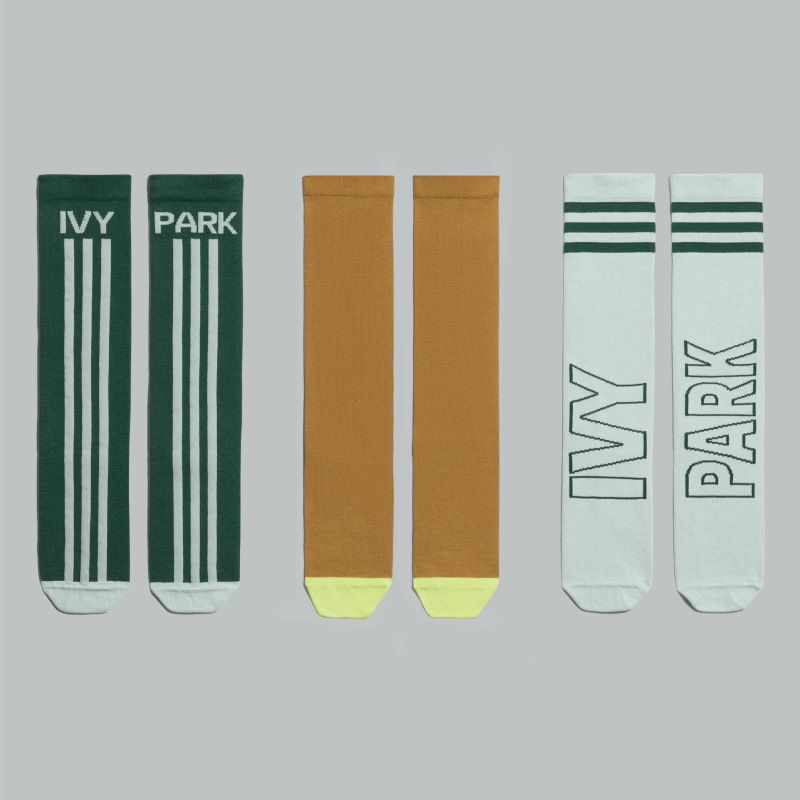 adidas Ivy Park 3-Pack Logo Socks Green Tint/Yellow Tint/Dark Green Black 307339