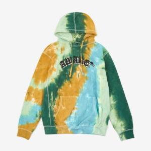 Awake Embroidered Double Varsity Hoodie Multi Tie Dye Pink 336848