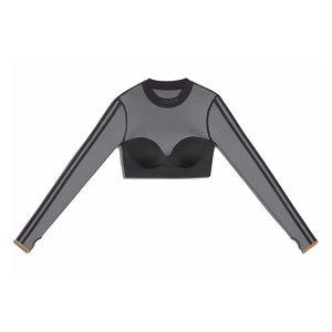 adidas Ivy Park Long Sleeve Mesh Crop Top Black Grey 335727