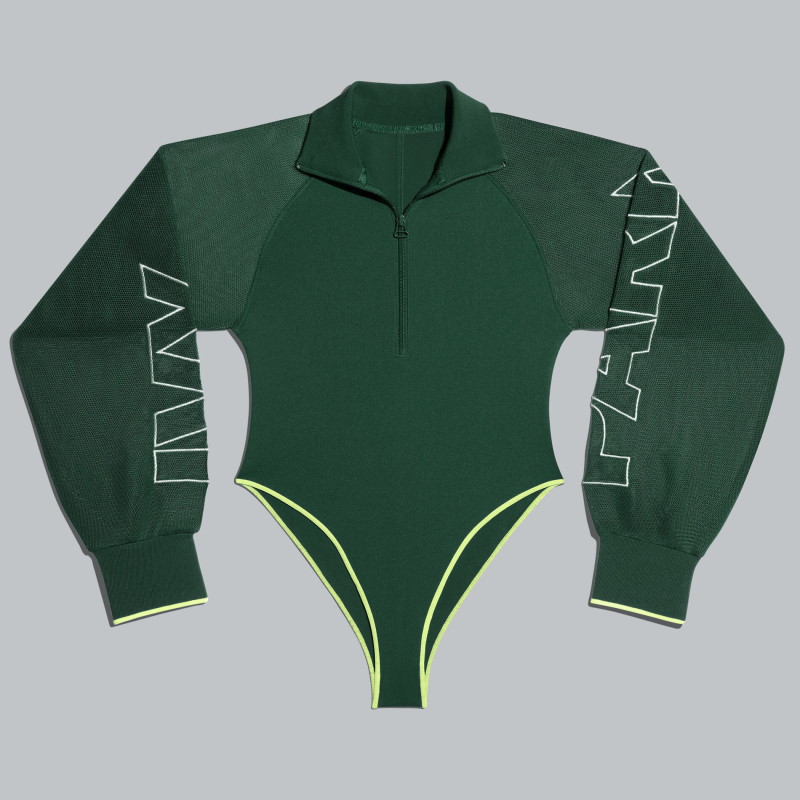 adidas Ivy Park Mesh Sleeve Bodysuit Dark Green/Hi-Res Yellow Dark Green/Hi-Res Yellow 333135