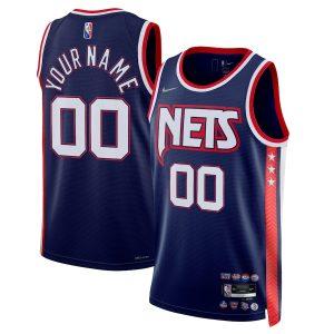 2021-22 Brooklyn Nets Nike City Edition Swingman Jersey Custom Basketball Jersey Navy 330084