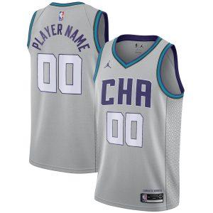 2021-22 Charlotte Hornets Nike City Edition Swingman Jersey Custom Basketball Jersey Gray 330113