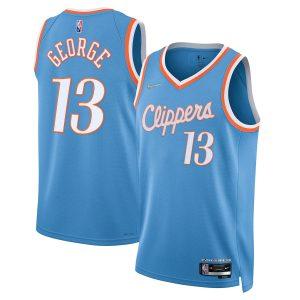 2021-22 Los Angeles Clippers Basketball Jersey #13 Paul George City Edition Swingman Jersey Blue Blue 330754