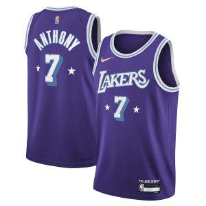 2021-22 Los Angeles Lakers Basketball Jersey #7 Carmelo Anthony City Edition Swingman Jersey Purple 331040