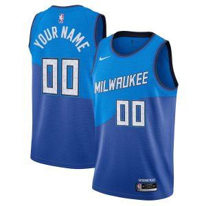 2021-22 Milwaukee Bucks Nike City Edition Swingman Jersey – Custom Blue 331281