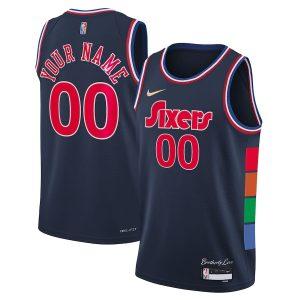 2021-22 Philadelphia 76ers Nike City Edition Swingman Jersey – Custom Navy 331666