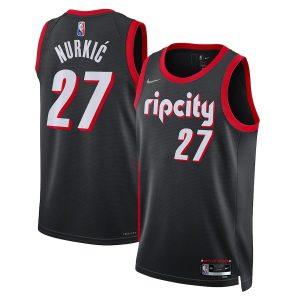 Basketball Jersey 2021-22 Portland Trail Blazers #27 Jusuf Nurkic City Edition Swingman Jersey Black 331774