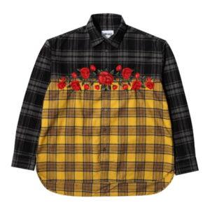 Awake Embroidered Rose Flannel Shirt Yellow 343321