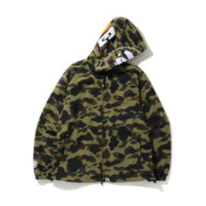 BAPE 1st Camo 2nd Ape Full Zip Hoodie Jacket Green White 347857