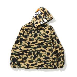 BAPE 1st Camo 2nd Ape Full Zip Hoodie Jacket Yellow Black 347844