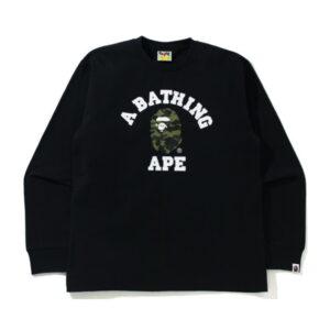 T-Shirt BAPE 1st Camo College L/S Tee Green/Black Green/Black 349521