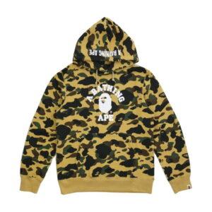 BAPE 1st Camo College Logo Pullover Hoodie Yellow Yellow 349553