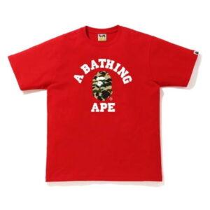 BAPE 1st Camo College T-Shirt (SS20) Red/Yellow Black 351016