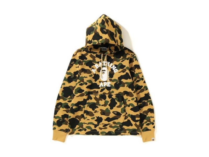 BAPE 1st Camo College Wide Pullover Hoodie Yellow Yellow 354007