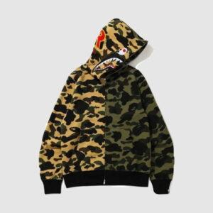 BAPE 1st Camo Half Shark Full Zip Hoodie Green/Yellow Green/Yellow 361468