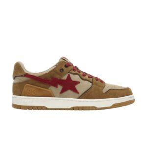 BAPE Sk8 Sta Low Wheat Red Sneakers White 1G70191030