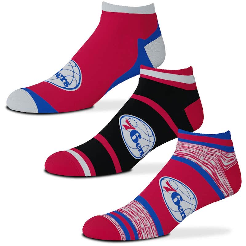 Sports socks For Bare Feet Philadelphia 76ers Cash Three-Pack Ankle Socks Grey 4078563