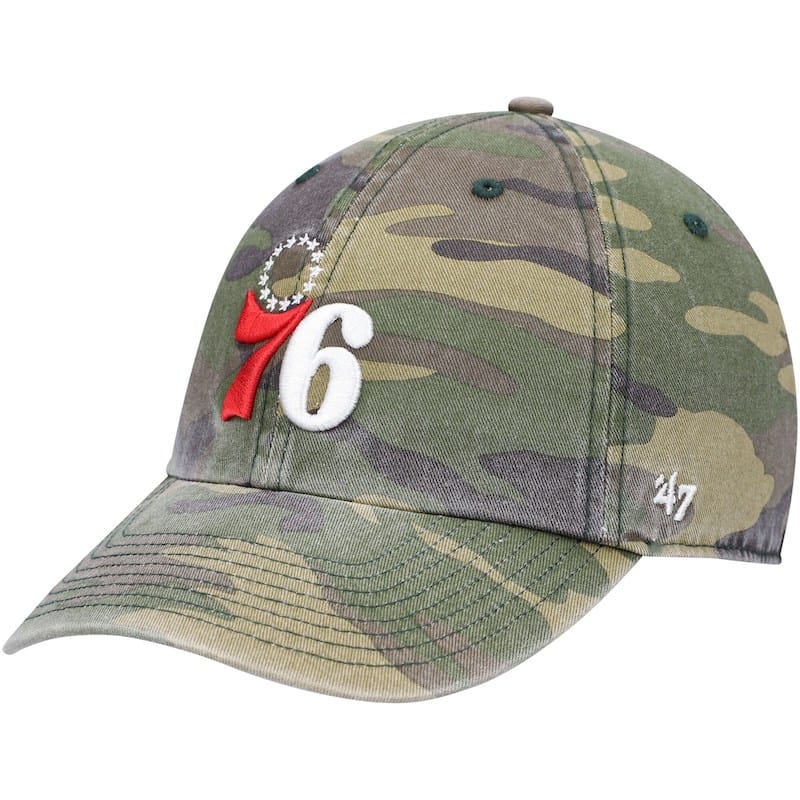 Men's '47 Camo Philadelphia 76ers Clean Up Adjustable Hat 4275153