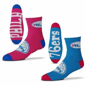 Men's For Bare Feet Philadelphia 76ers 2-Pack Team Quarter-Length Socks White 3877115