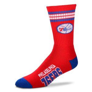 Men's For Bare Feet Philadelphia 76ers 4-Stripe Deuce Performance Crew Socks Violet 1785911