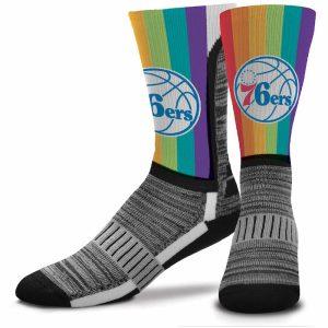 Men's For Bare Feet Philadelphia 76ers V-Curve Rainbow Crew Socks 4315280