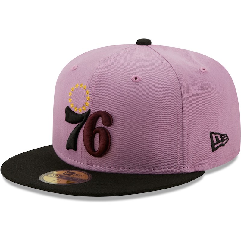 Men's New Era Lavender/Black Philadelphia 76ers Color Pack 59FIFTY Fitted Hat 4293036