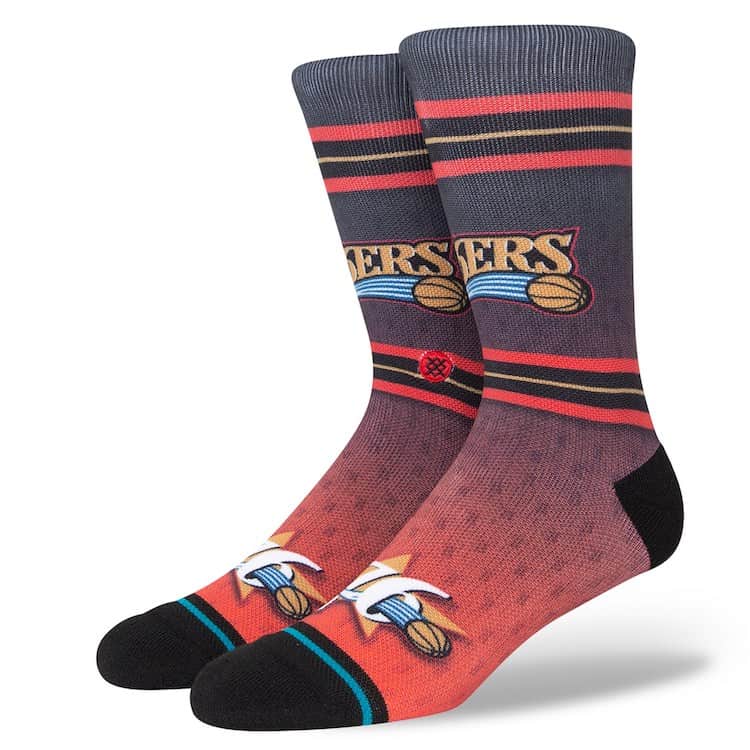 Men's Stance Philadelphia 76ers Hardwood Classics Fader Collection Crew Socks White 4493641