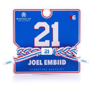 Rastaclat Joel Embiid Philadelphia 76ers Braided Player Name & Number Team Color Bracelet Black 3653811