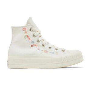 Wmns Converse Chuck Taylor All Star Lift Platform Embroidered Floral Sneakers – Egret Green A01586C