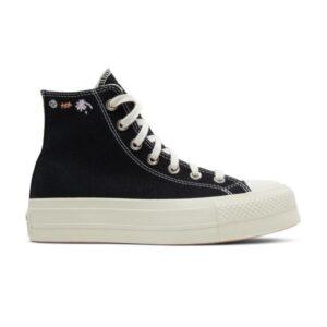 Wmns Converse Chuck Taylor All Star Lift Platform High Embroidered Floral Sneakers – Black A01592C