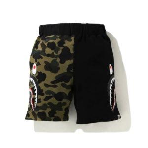 Sports shorts BAPE 1st Camo Half Side Shark Sweat Shorts Green Black 423208