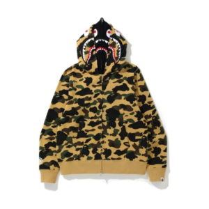 BAPE 1st Camo Shark Full Zip Double Hoodie Yellow White 431480