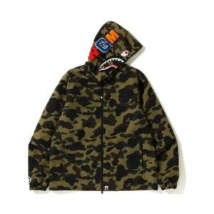 BAPE 1st Camo Shark Hoodie Jacket Green White 431509