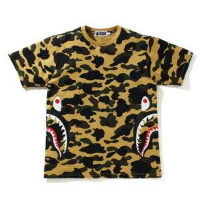 BAPE 1st Camo Side Shark Tee Yellow Blue 434905