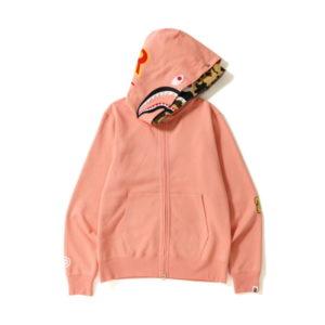 BAPE 2nd Shark Wide Full Zip Double Hoodie Pink Pink 448543