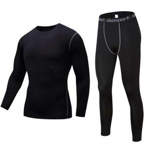 Compression Suit Daiong Plain Black Longsleeve Set Blue 438444