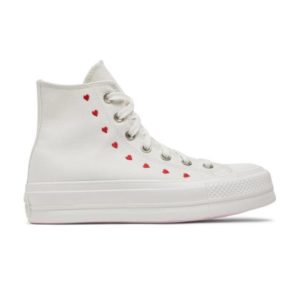 Wmns Converse Chuck Taylor All Star Lift Platform High Embroidered Hearts Sneakers – White A01599C