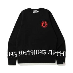 BAPE A Bathing Ape Lettered Crewneck Sweatshirt Black Black 474842