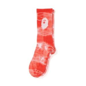 Sports socks BAPE A Bathing Ape Men Ape Head Tie Dye Socks Red Red 474867