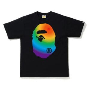 BAPE A Bathing Ape Rainbow Big Ape Head Tee Black Black 478973