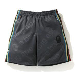 BAPE A Bathing Ape Side Tape Jersey Shorts Gray Black 479909