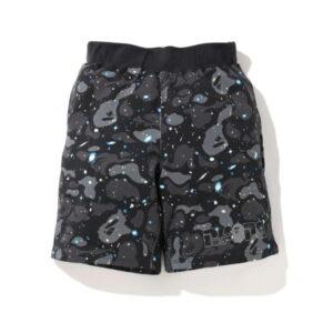 BAPE A Bathing Ape Space Camo Sweat Wide Short Black Red 479934