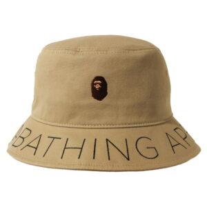 Panama BAPE A Bathing Ape Twill Bucket Hat Beige Black 480824