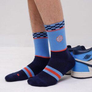 Ehot Checkers Blue Crew Socks 486361