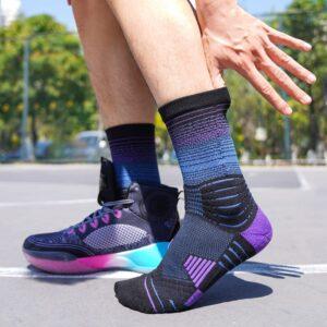 Sports socks Ehot Gradient Lines Black-Purple Crew Socks 481786