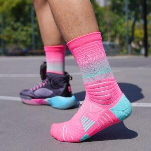 Sports socks Ehot Gradient Lines Pink-Cyan Crew Socks 481784