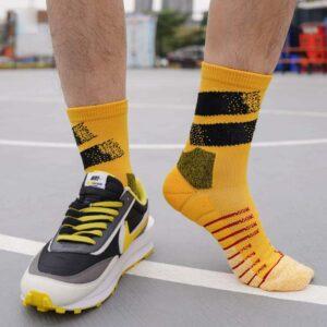 Ehot Lined Yellow-Black Quarter Socks 483266